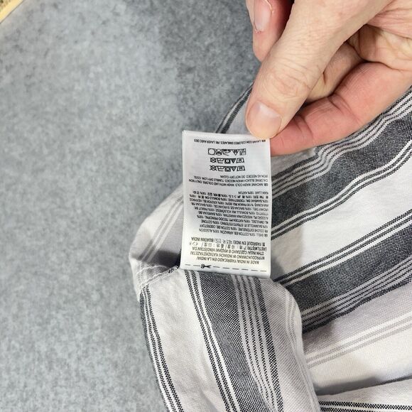 Vans Button Down Shirt Mens Medium M White Grey Striped Cotton Short Sleeve - Picture 9 of 11
